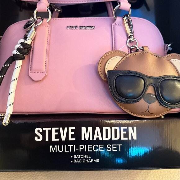 NWT STEVE MADDEN BTHORNE CHARM BOX CROSSBODY SATCHEL BAG COSMETIC PINK - Picture 2 of 6